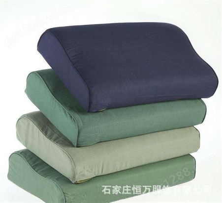 恒万服饰厂家 民政应急救灾 绿色棉枕头 用定型枕 舒适护颈